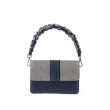 ETCETERA Womens Denim Mini Two Tone Bag with Short Cord Handle (S)