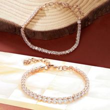Zaveri Pearls Set of 2 Rose Gold Cubic Zirconia Contemporary Tennis Bracelets-ZPFK13430