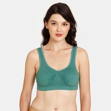 Zivame Rosaline Everyday Double Layered Non Wired 3-4Th Coverage Bralette Bra - Bottle Green