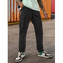 Bewakoof Men's Jet Black Nylon Cargo Parachute Pants