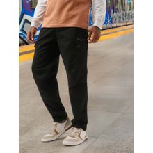 Bewakoof Men's Jet Black Tapered Fit Cargo Pants