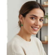 Yellow Chimes Women Gold Plated Green Zircon Dangler Earrings