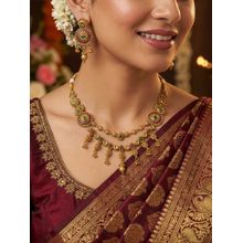 Yellow Chimes Women Multi-Color Antique Gold Plated Layered Floral Necklace Set