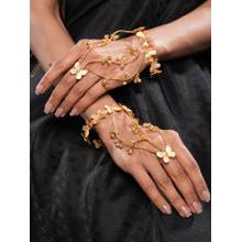 Saraf RS Jewellery Women 22k Gold Plated Kashmiri Ghungroo Butterfly Hathphools