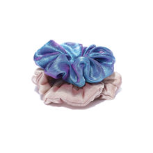 Blueberry Set Of 2 Blue And Beige Scrunchies
