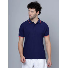 Shiv Naresh Navy Blue Polyester Solid Polo T-Shirt