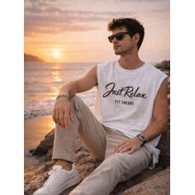 The Fit Theory Men Oversized Boxy White Tank Top