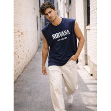 The Fit Theory Men Oversized Boxy Navy Blue Tank Top