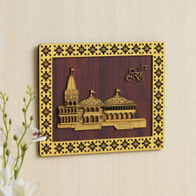 eCraftIndia Jai Shri Ram Mandir Ayodhya Wooden Wall Hanging Frame Gold