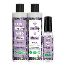 Love Beauty & Planet Argan Oil And Lavender Anti Frizz Shampoo, Conditioner & Hair Serum Combo