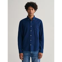 GANT Men Navy Blue Solid Regular Untucked Indigo Oxford Shirt
