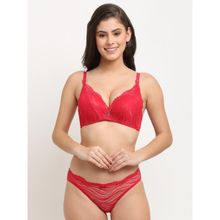 Makclan Red Sensual Sophistication Lace Lingerie Bra and Panty (Set of 2)