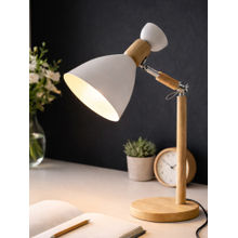 Aarvi Decor Wooden Metallic White Study Desk Lamp