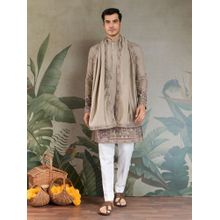 Odette Ivory Viscose Silk Embroidered Stitched Kurta