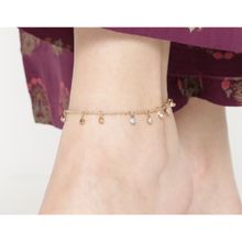 OOMPH Jewellery Gold Stone Delicate Anklet For Women & Girls