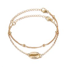 Fabula Gold Tone Multi Layer Sea Shell Beach Single Anklet