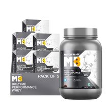 MuscleBlaze Biozyme Performance Whey Protein - Rich Chocolate + 5 Trial Packs