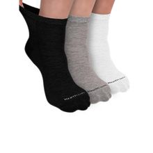 Footprints Organic Cotton Ankle Length Bamboo Diabetic Socks - Black, Grey & White (Pack of 3)