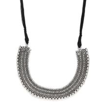 LAIDA Silver Oxidized Handcrafted Silver Pattern Work Necklace