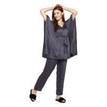 Shopbloom Ultra Soft Dark Modal Satin Women's Kaftan Night Suit - Grey