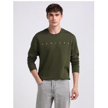 Arrow Sports Typography Green Full Sleeves Crew Neck Sweatshirt
