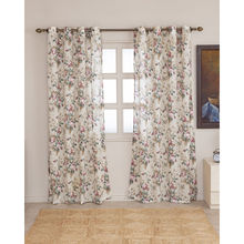 The Home Story Sheer Curtains Linen Textured With Eyelets & Tieback Off White