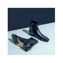 Saint G Salvatore Navy Blue Leather Ankle Chelsea Boots