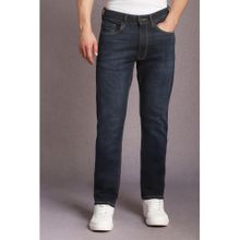 Louis Philippe Men's Navy Regular Fit Mid-Rise Stretchable Jeans