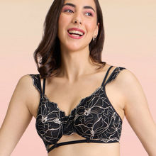 Lola and Mae The Parisian Cut Contour Wired Lacy Bra - Black LMB1026