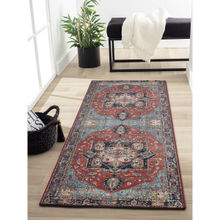 OBSESSIONS Blue Ethnic Bedside Runner (2.5x5 Feet)