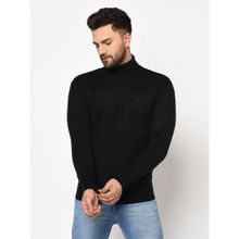 98 Degree North Black Solid High Neck Full Sleeve Sweater