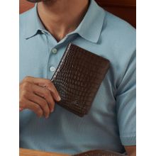 Lapis Bard Dark Brown Mandeville Croc-Textured Passport Wallet