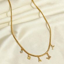 Pipa Bella by Nykaa Fashion Studded Charms Flat Snake Chain Gold Necklace