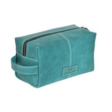 THE LEATHER STORY Jet Setters Wash Bag - Teal