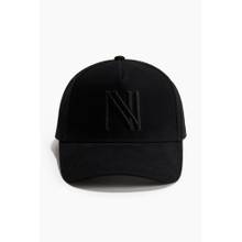 H&M Men Black Motif-Detail Cotton Twill Cap