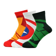 Balenzia X Marvel Avengers High Ankle Socks for Men- White,Red,Green (Pack pf 3)