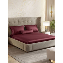 Haus & Kinder Crimson Velvet Flat Bedsheet with Pillow Cover