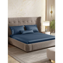 Haus & Kinder Deep Ocean Blue Flat Bedsheet with Pillow Cover