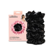Hair Drama Co. Black Silk Satin Scrunchies - Set of 6