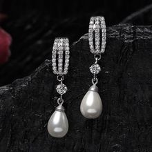 CLARA 925 Silver Pearl Queen Earrings Rhodium Plated Swiss Zirconia Gift for Women & Girls