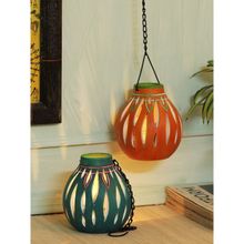 VarEesha Orange Cutwork Terracotta Tea Light Holder