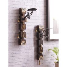 VarEesha Ethnic Wooden Wall Mounting Candle Holder Set
