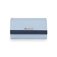 Pearlure Bio Fold Wallet for Women Italian Vegan Leather Bag - Blue