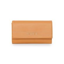 Pearlure Bio Fold Wallet for Women Italian Vegan Leather Bag - Tan