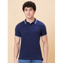 Being Human Navy Half Sleeves Polo Neck T-Shirt