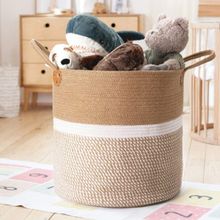 JASMEY HOMES Spacious 16 Inches White Sturdy Laundry Toy Basket