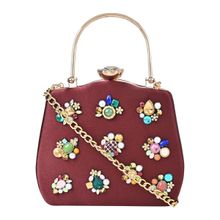 Vdesi Embellished Maroon Clutch (S)
