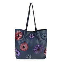 Vdesi Navy Blue Floral Tote Bag (L)