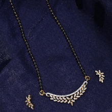 SHOSHAA Elegant Gold Plated American Diamond Mangalsutra Set With Earring