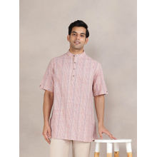Fabindia Pink Cotton Checks Short Kurta